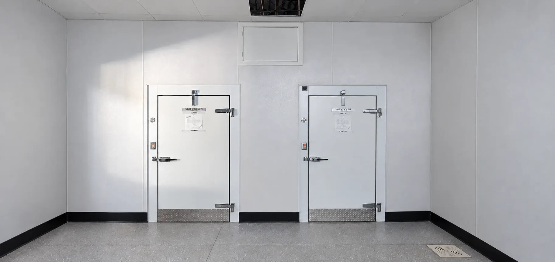 Combo Cooler with twin solid access doors and white insulated panels