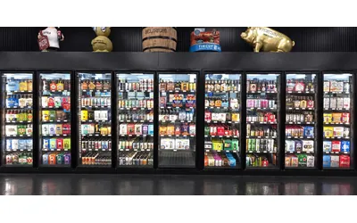 Glass display-door cooler lineup