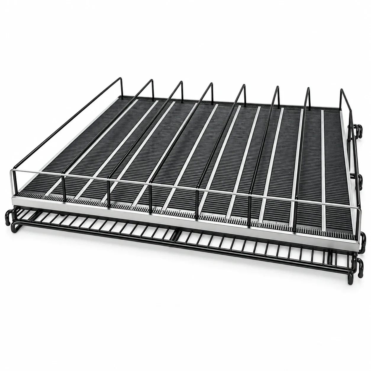 Rolling shelf resting on a regular wire shelf